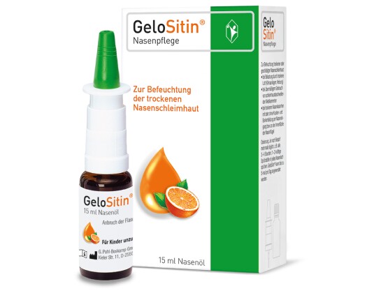 Packshot GeloSitin® Nasenpflege mit Fläschchen